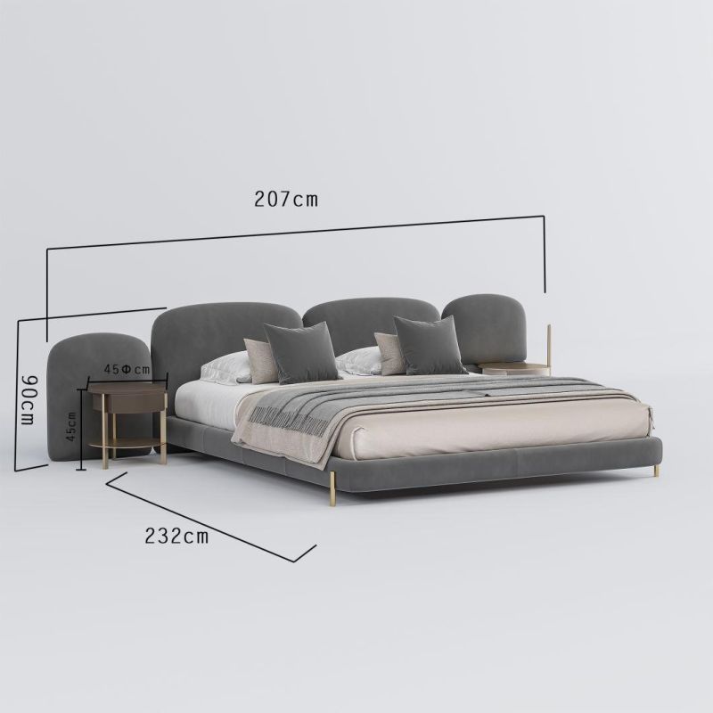 Comfortable Contemporary Home Apartment Wooden Frame Bedroom Furniture Grey Bedding Bed Set