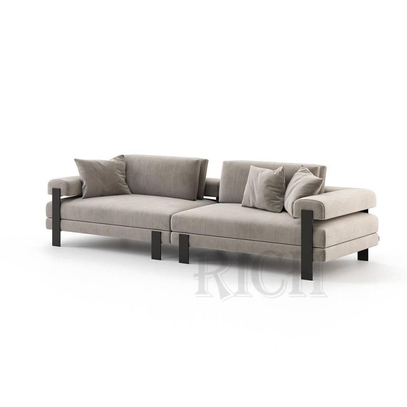Modern Carbon Steel Leg Fabric Sofa Loveseat