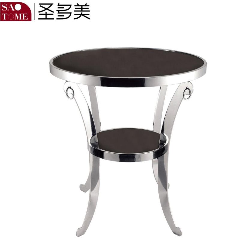 Modern Popular Household Living Room Furniture Practical Glass Stainless Steel Round Table