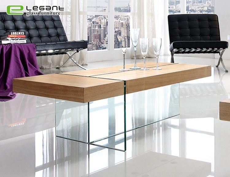 MDF Coffee Table with Glass Top in White Color