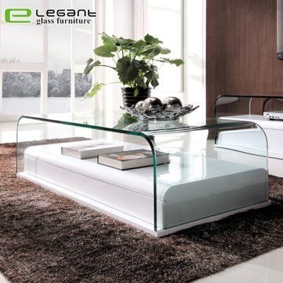 Bent Glass Coffee Table with MDF Base