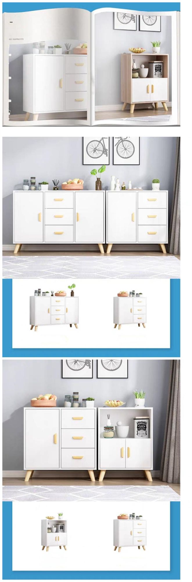 Kitchen Products Wooden Living Room Furniture Side Table Low Storage Office Kitchen Cabinet