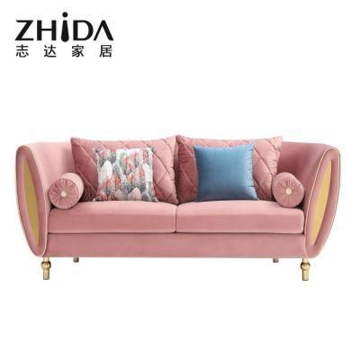 New Luxury European Style 3+2+1 Sofas Gold Stainless Steel Feet Comfort Sofa Couch for Villa