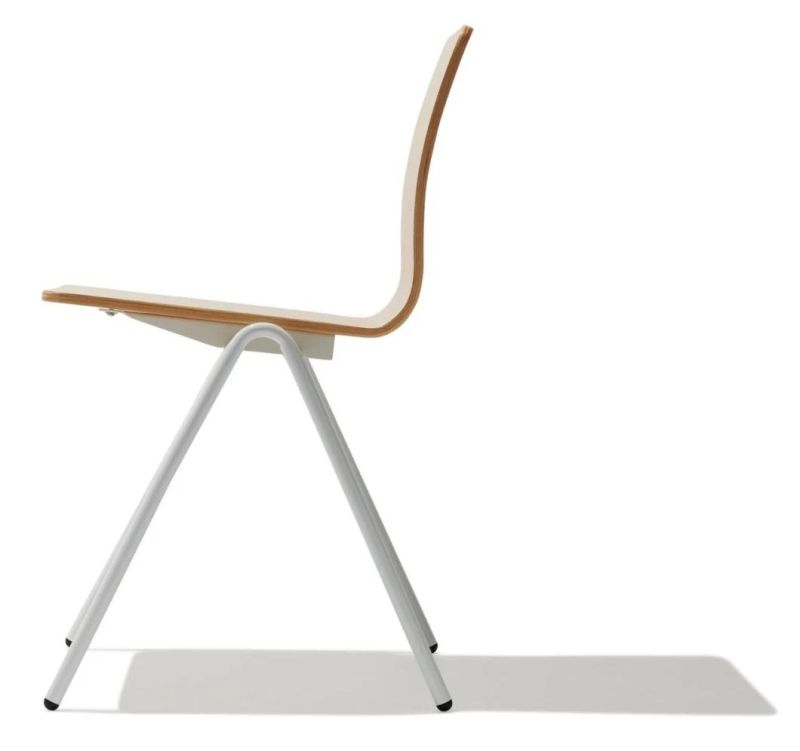 Modern Furniture White Powder Coating Steel Frame with Bend Plywood Seat Office Chair
