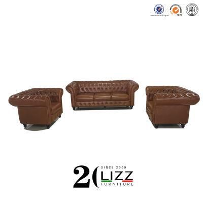 Modern Home Furniture Italian Leather Chesterfield Sofa