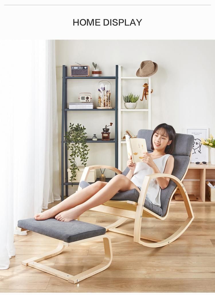 Linsy White Cushion Sofa Wooden Rocking Chair with Pedal Ls185q1-a