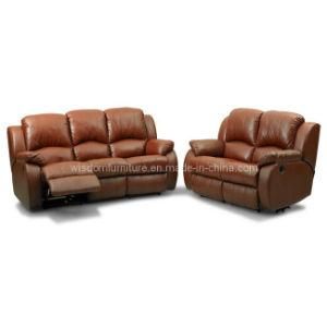Living Room Genuine Leather Recliner Sofa (R-9010)