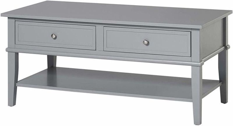 Modern Gray Coffee Table Furniture with 2 Drawer
