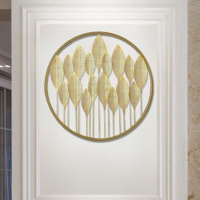 Luxury Style Home Wall Decor Gold Metal Leaf with Circle