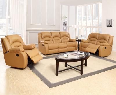 Jky Furniture Modern Design Air Breathable Leather Manual Recliner Sofa Set for (3+2+1) with Over-Filled Cushion and Customizable Drop Down Table