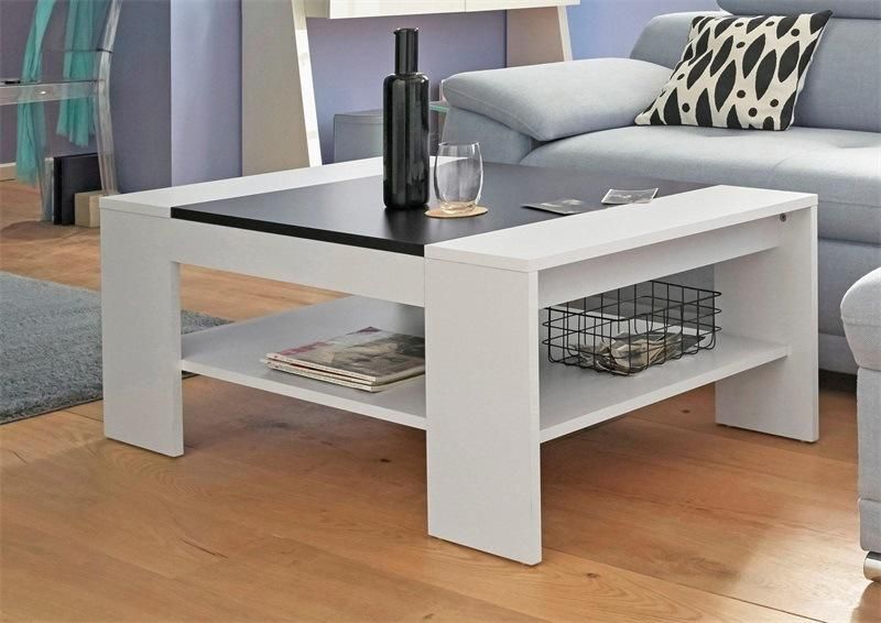 Rectangular Two-Color Wooden Coffee Table with a Base