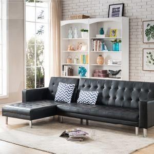 Furniture Functional Folding Sectional Designs L Shape Corner Leather Sofa Bed