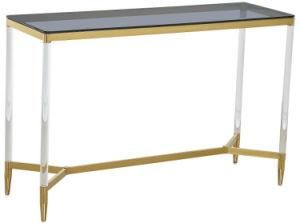 Glass Top Luxury Console Table Stainless Steel Entrance Table Chrome Colour Long Mirrored Console Table