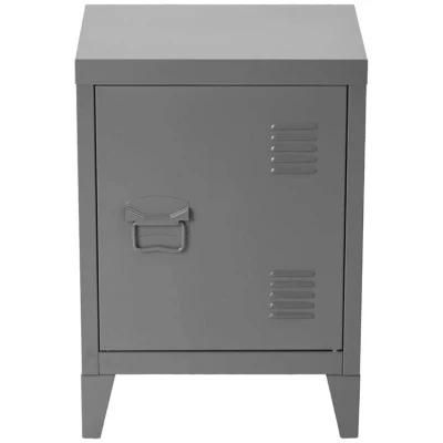 Simple Style Metal Square Nightstand Cabinet Grey Storage Cabinets Box