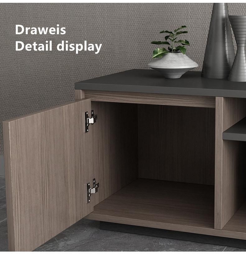 Nordic Style Wooden Light Grey Mixed Black Color Living Room Furniture Storage Drawers TV Stand