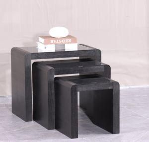 MDF Living Room Nesting Coffee Table Side End Table With Tempered Glass Modern Home Furniture 96821WN