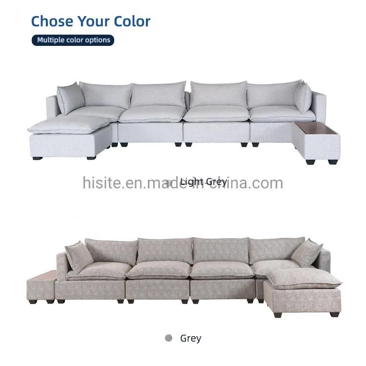 2022 Grey L-Shaped Sofa Combination with Storage Function Living Room Sofa Set Furniture