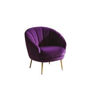 Modern Living Room Furniture Velvet Upholstery Shell Leisure Accent Sofa Living Room Chair with Gold Legs