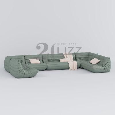 Wholesale High End Wooden Furniture Modern Luxury Italian Leather Floor Sofa for Home Living Room