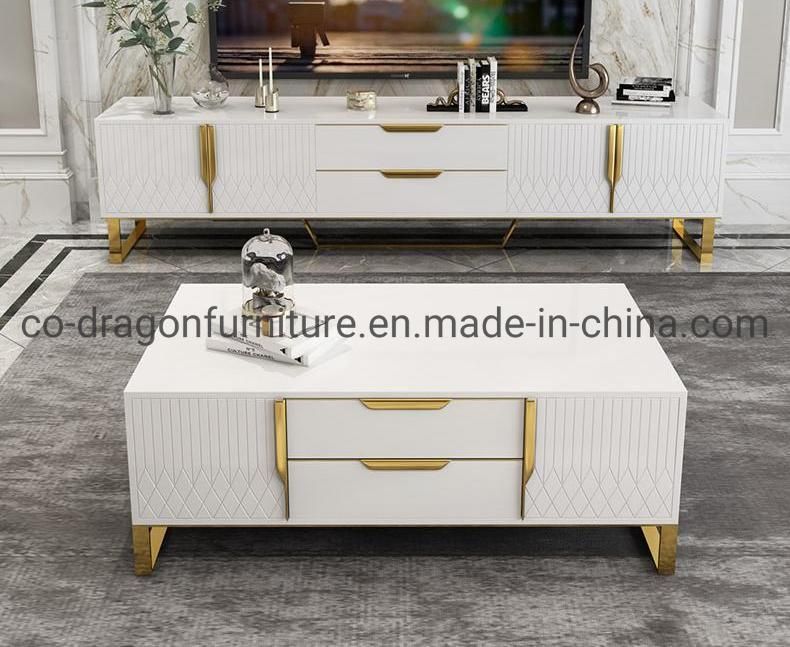 Modern Luxury Home Furniture Wooden Coffee Table with Metal Legs