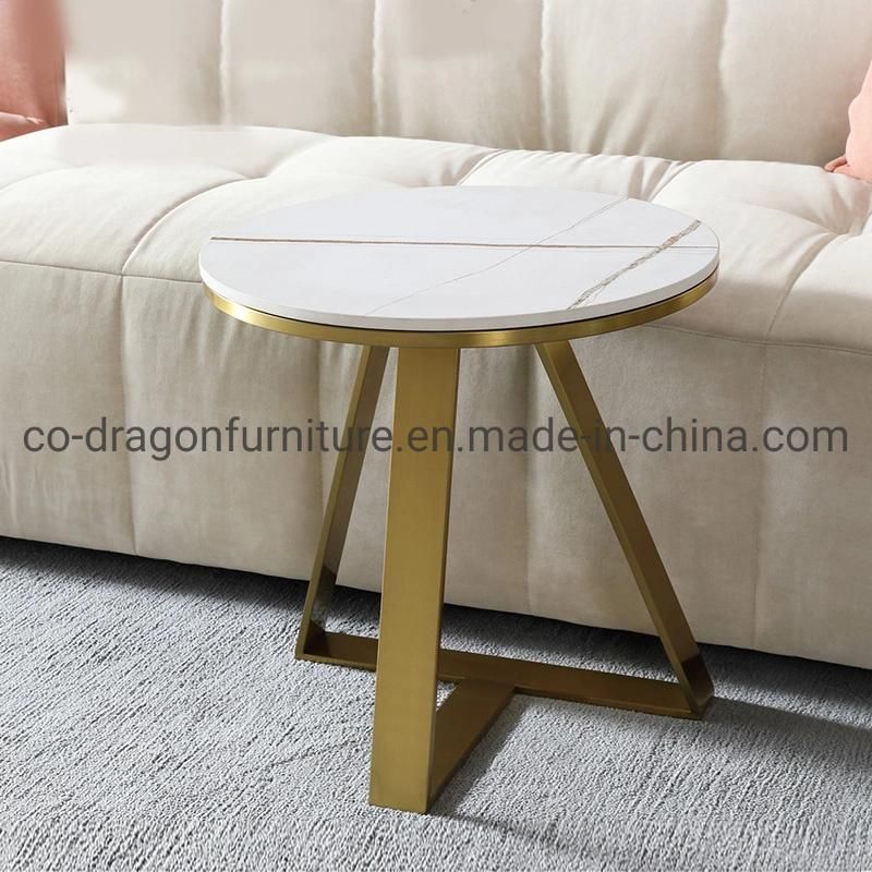Luxury Home Furniture Stainless Steel Side Table with Marble Top