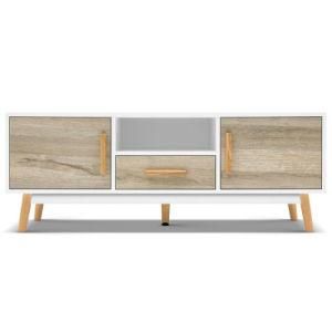 Scandinavian Inspired Design Wholesale White Wood Wooden Entertainment TV Stand Unit Living Room Sets for Home or Hotel Use