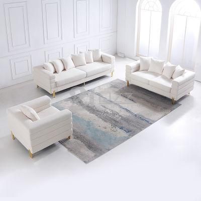 Luxury Home Furniture Hot Sale American Style Fabric Sofa with Golden Legs