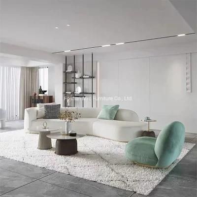 Luxury Furniture Sofa Sky White Velvet Fabric Curved Sofa for Hotel