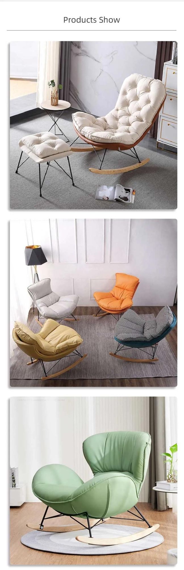 Living Room Hotel Balcony Home Furniture Leisure Fabric Rocking Chair