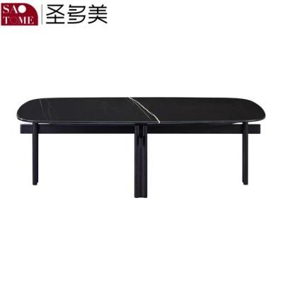 Senior Living Room Furniture Hand Inlaid Black and White Striped Marble Long Tea Table