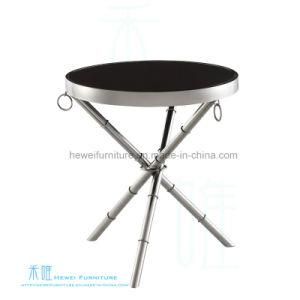 Fashion Home Metal Frame Round Glass Coffee Table (HW-008T)