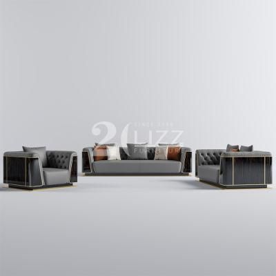 Four Colors Modern High Quality Home Furniture Set Commercial Living Room Tufted Button Leather Sofa