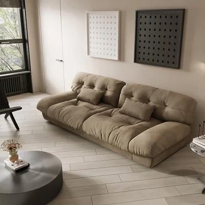 Bread Shaped Break Angle Fall-Floor Long Sofa Whith Big Backrest Pillows