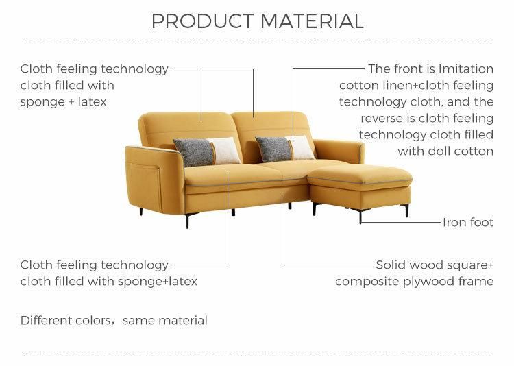 Hot Sale Sponge with Armrest Fabric Couch L Shape Sofas Bed Sofa S136