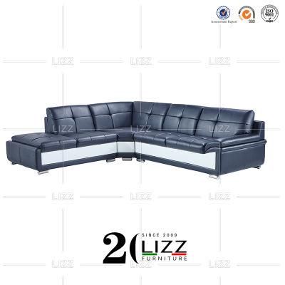 European Modern Home Living Room / Hotel/ Office Genuine Leather L Shape Sectional Corner Leisure Sofa