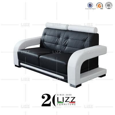 Office Furniture Top-Grain Genuine Leather Sofa with Adjustable Headrest