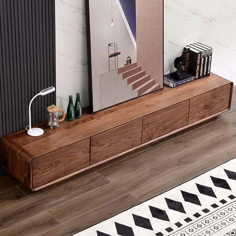 Wholesale Living Room Furniture Solid Wood Grain Surface TV Table Fancy Black Walnut Customized TV Cabinet Modern Italy Minimalism Style TV Stand Cabinet Unit