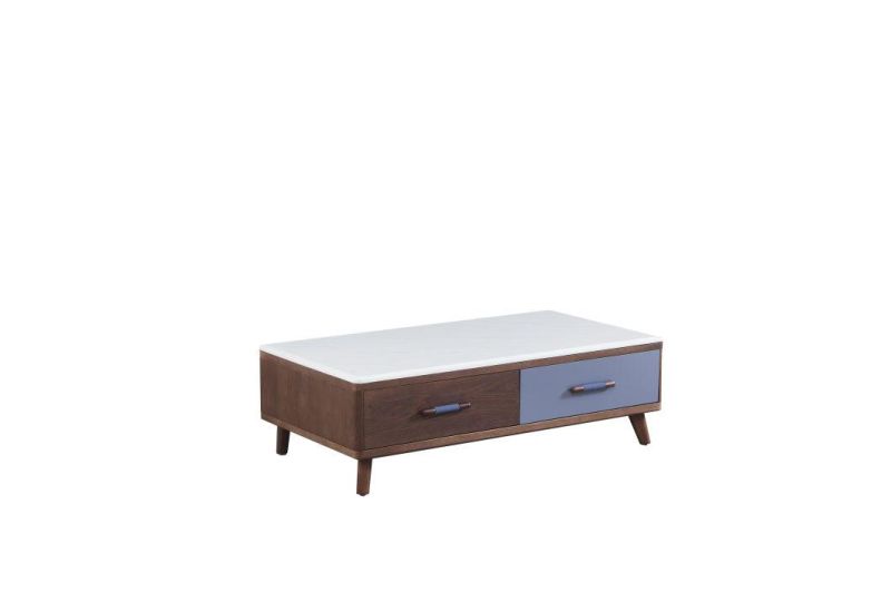 Cj-1728 Coffee Table /Marble Top /MDF with Walnut Veneer/ Ash Wood Base