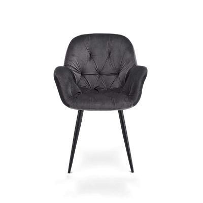 Dark Grey Velvet Metal Legs Living Room Single Sofa Chair