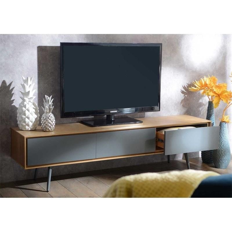 Modern Europe Style Wood TV Stand with Legs and Cable Holes