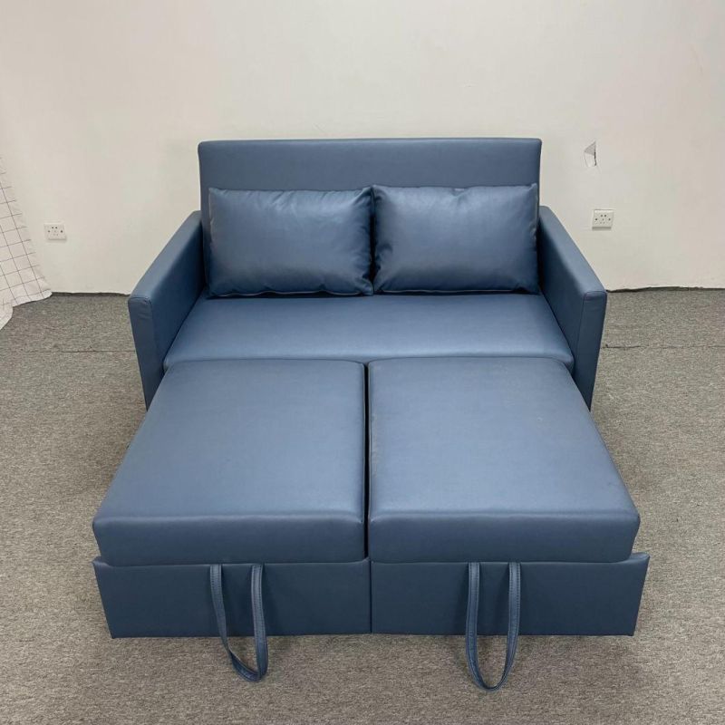 Modern Minimalist Blue Tech Cloth Living Room Bedroom Apartment Sofabed