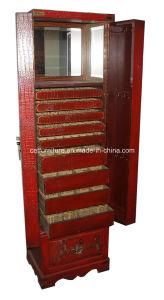 Chinese Oriental Antique Crack Painting Jewelry Cabinet
