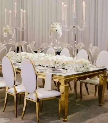 Foshan White Chair Stacking Modern Metal Hotel Restaurant Wedding Banquet Dining Furniture Table Chair