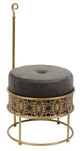 Knobby Velvet Nice Footstool Ottoman Round Stool with Metal Base&#160;