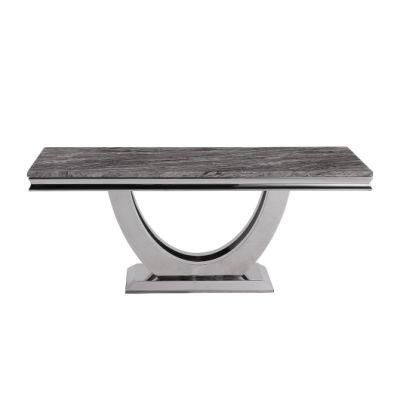Light Luxury Stainless Steel Tea Table Hot Sale Modern Square Rectangle Coffee Tables with Marble Top