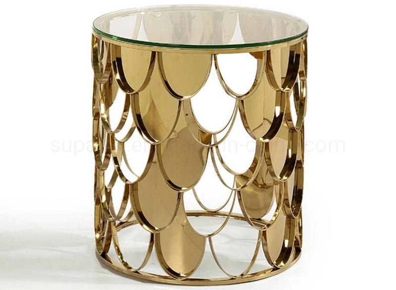 Luxury Furniture Round Tempered Glass Sofa Side Table