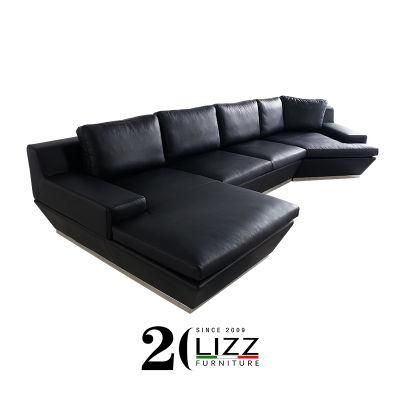 Chinese Black Leather Home Furniture Sofa
