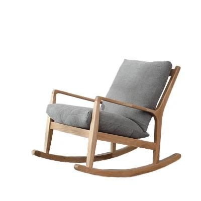 Balcony Living Room Solid Wood Leisure Rocking Chair Fabric Removable and Washable Rocking Chair 0078