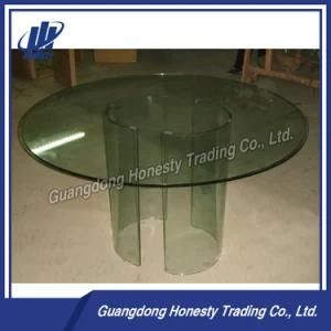 Od012popular Round 12mm Tempered Glass Dining Table with Cylinder Base