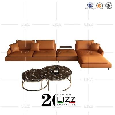 New Promotion American Living Room Home Leisure Genuine Leather Sectional L Shape Sofa Furniture Set